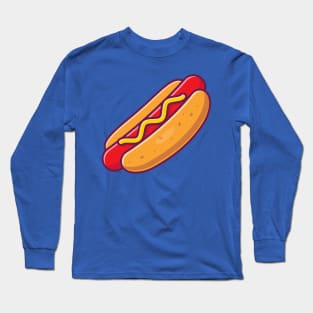 Hotdog Cartoon Illustration Long Sleeve T-Shirt